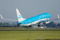 KLM plane taking off from airport Royalty Free Stock Photo