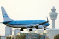 KLM plane approaching runway Royalty Free Stock Photo