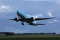 KLM plane taking off from runway Royalty Free Stock Photo