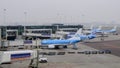 Amsterdam, Netherlands: KLM planes being loaded at Schipol airport