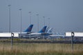 KLM planes at terminal gates in Schiphol Airport, Netherlands Royalty Free Stock Photo