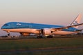 KLM Royal Dutch Airlines jet taxiing on Schiphol Airport, AMS Royalty Free Stock Photo