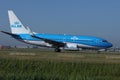 KLM Royal Dutch Airlines jet taxiing in Schiphol Airport, Amsterdam Royalty Free Stock Photo