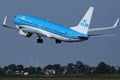 KLM Royal Dutch Airlines jet taking off from Schiphol Airport, AMS Royalty Free Stock Photo