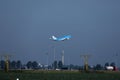 KLM Royal Dutch Airlines jet taking off from Schiphol Airport, AMS Royalty Free Stock Photo