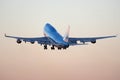 KLM Royal Dutch Airlines jet taking off from Schiphol Airport, AMS Royalty Free Stock Photo