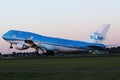 KLM Royal Dutch Airlines jet taking off from Schiphol Airport, AMS Royalty Free Stock Photo