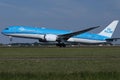 KLM Royal Dutch Airlines jet taking off from Schiphol Airport, AMS Royalty Free Stock Photo