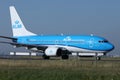 KLM Royal Dutch Airlines jet taxiing in Schiphol Airport, Amsterdam Royalty Free Stock Photo