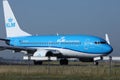 KLM Royal Dutch Airlines jet taxiing in Schiphol Airport, Amsterdam Royalty Free Stock Photo