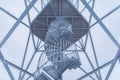 Metal construction of spiral stairs of viewing tower on top of Klodzka mountain