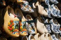 Klomp - dutch clogs made of poplar wood, traditional shoes with colorful paintings.