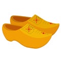 Klomp, traditional dutch wooden shoes. Clogs from the Netherlands with painted motif. Vector illustration in cartoon