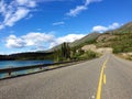 Klondike Highway along Emerald Lake, Yukon, Canada Royalty Free Stock Photo