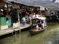 Klong Lat Mayom Floating Market, the old market in Thailand have a lot of eating food and dessert. Royalty Free Stock Photo