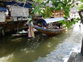 Klong Lat Mayom Floating Market, the old market in Thailand have a lot of eating food and dessert. Royalty Free Stock Photo