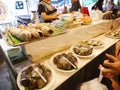 Klong Lat Mayom Floating Market, the old market in Thailand have a lot of eating food and dessert. Royalty Free Stock Photo