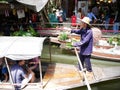 Klong Lat Mayom Floating Market, the old market in Thailand have a lot of eating food and dessert. Royalty Free Stock Photo