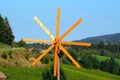 Klopotec bird scarer in austrian vineyard in summer, southern st