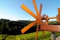 Klopotec bird scarer in austrian vineyard in summer, southern st