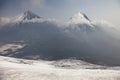 Kluchevskoy volcano and Kamen' mountain. Royalty Free Stock Photo