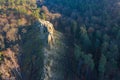 Klusfelsen in the Harz Mountains with cavities and caves in the sandstone rock rib Royalty Free Stock Photo