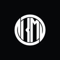 KM Logo monogram shield inside circle shape vector images design template Royalty Free Stock Photo