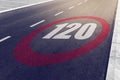 120 kmph or mph driving speed limit sign on highway Royalty Free Stock Photo