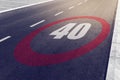 40 kmph or mph driving speed limit sign on highway