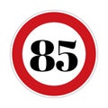 85 kmph or mph speed limit sign icon. Road side speed indicator safety element Royalty Free Stock Photo