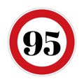 95 kmph or mph speed limit sign icon. Road side speed indicator safety element Royalty Free Stock Photo