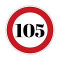 105 kmph or mph speed limit sign icon. Road side speed indicator safety element Royalty Free Stock Photo