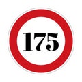 175 kmph or mph speed limit sign icon. Road side speed indicator safety element Royalty Free Stock Photo