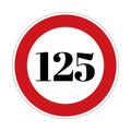 125 kmph or mph speed limit sign icon. Road side speed indicator safety element Royalty Free Stock Photo