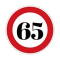 65 kmph or mph speed limit sign icon. Road side speed indicator safety element Royalty Free Stock Photo