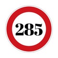 285 kmph or mph speed limit sign icon. Road side speed indicator safety element Royalty Free Stock Photo