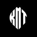KMT circle letter logo design with circle and ellipse shape. KMT ellipse letters with typographic style. The three initials form a Royalty Free Stock Photo