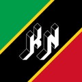 KN - international 2-letter code or National domain of Federation of Saint Kitts and Nevis. K and N - Monogram or logotype.