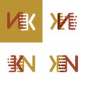 KN letters logo with accent speed in light brown and dark brown