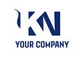 KN Negative Space Square Swoosh Letter Logo Royalty Free Stock Photo