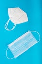 KN95 and surgical face mask to prevent covid 19 coronavirus Royalty Free Stock Photo