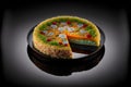 Knafeh on black background created with generative AI technology Royalty Free Stock Photo