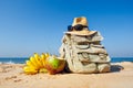 Knapsack on the beach Royalty Free Stock Photo