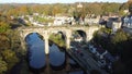 Knaresborough Viaduct and river view via drone aerial view