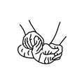 Knead the dough color line icon. Cooking food.