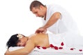 Kneaded massage on woman back at spa Royalty Free Stock Photo