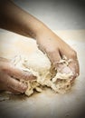 Kneading bread dough Royalty Free Stock Photo