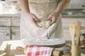 Kneading and making dough Royalty Free Stock Photo