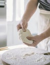 Kneading and making dough Royalty Free Stock Photo