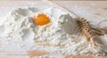 Kneading test with handson wooden background